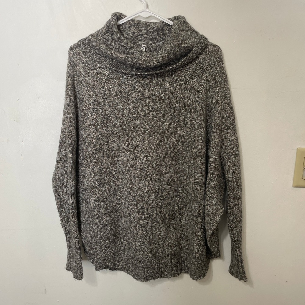 Leo & Nicole Grey Marl Cowl Neck Batwing Sleeve Knit Sweater‎ Small